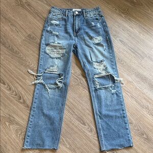 Ripped Casual Blue Boyfriend Jeans